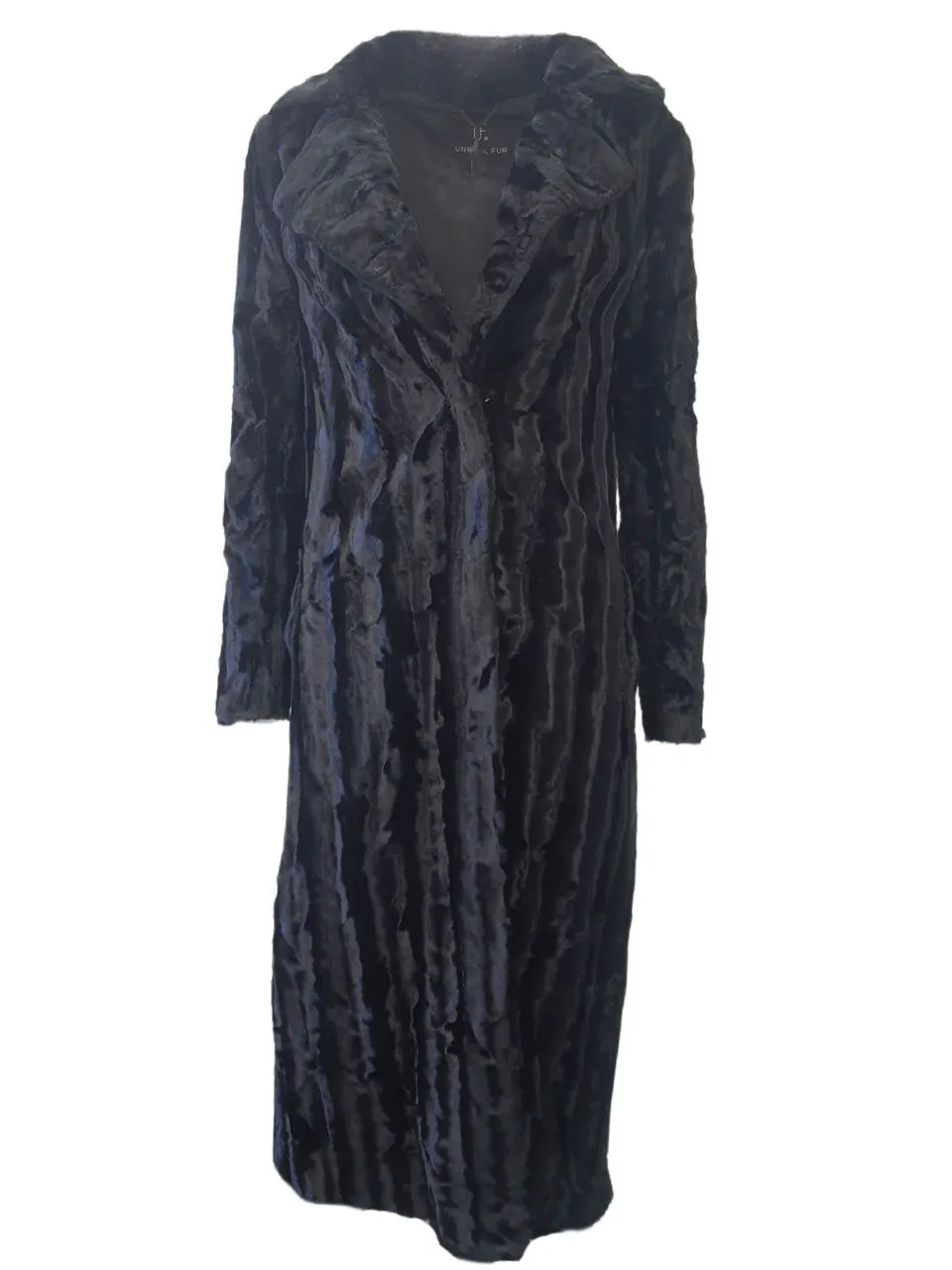 UNREAL FUR Women's Black Velvet Vegan Fur Underground Coat #8900465 Small NWT