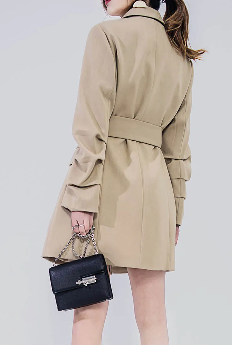 Vintage Chic Harbor-style Waist Belted Trench Coat
