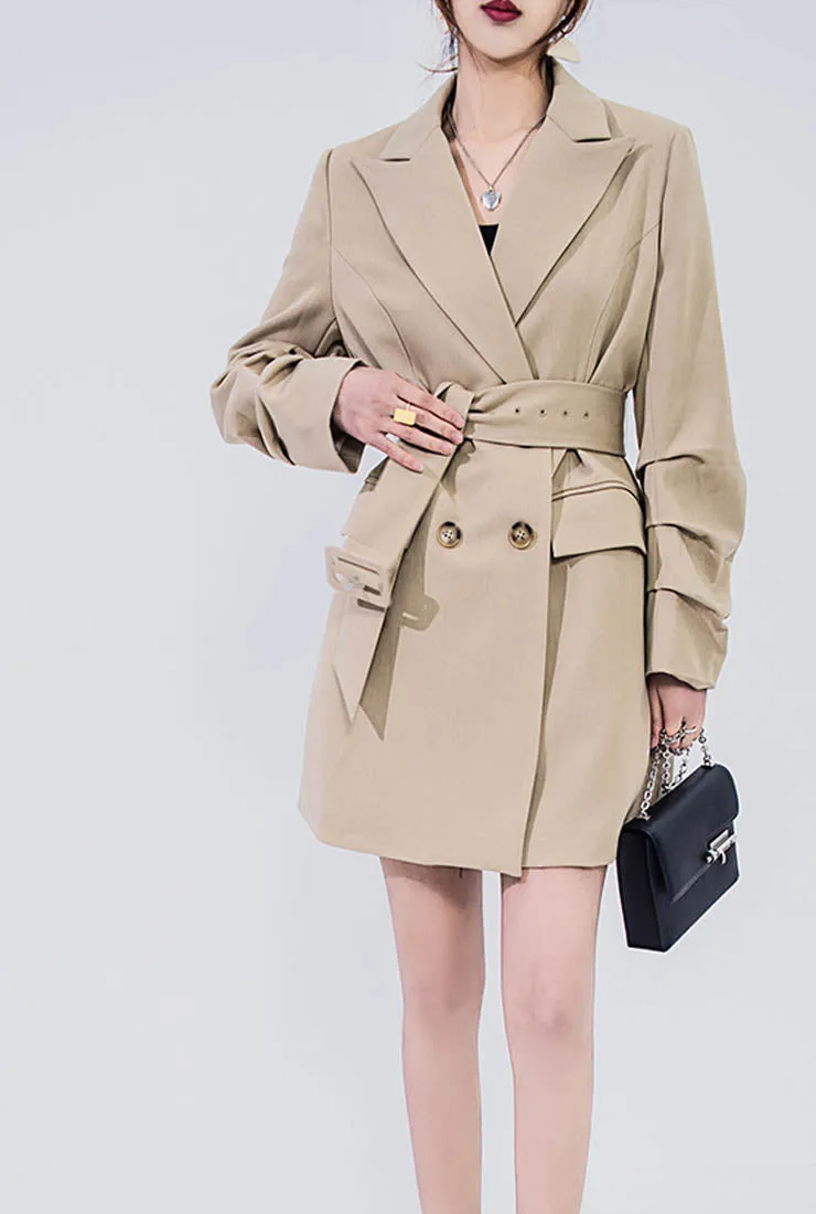 Vintage Chic Harbor-style Waist Belted Trench Coat