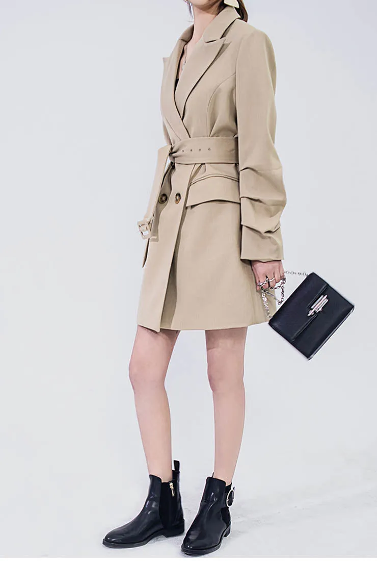 Vintage Chic Harbor-style Waist Belted Trench Coat