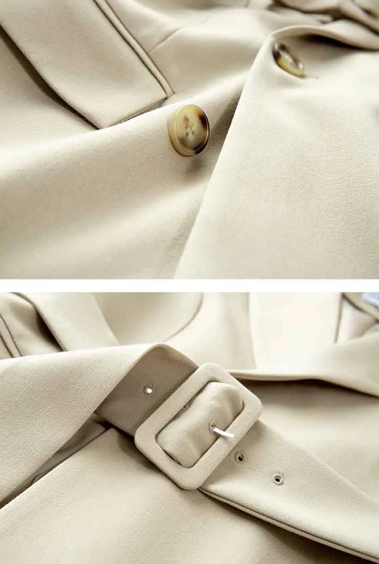 Vintage Chic Harbor-style Waist Belted Trench Coat