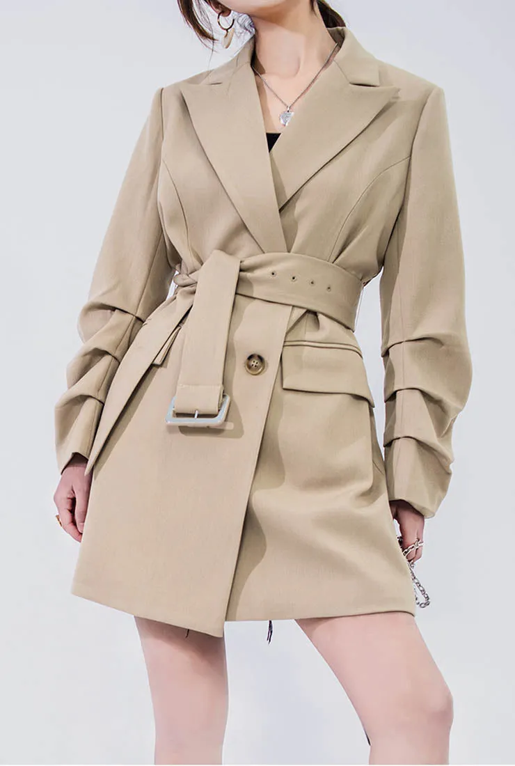 Vintage Chic Harbor-style Waist Belted Trench Coat