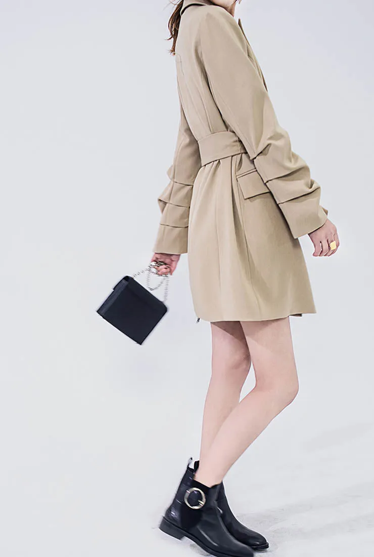 Vintage Chic Harbor-style Waist Belted Trench Coat