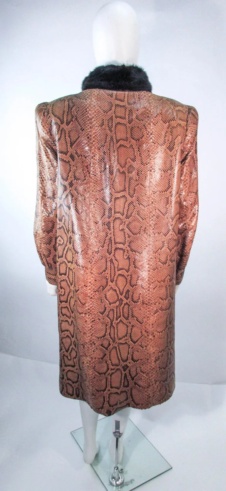 VINTAGE Circa 1970s Snakeskin Coat, Mink Trim Size 4-8