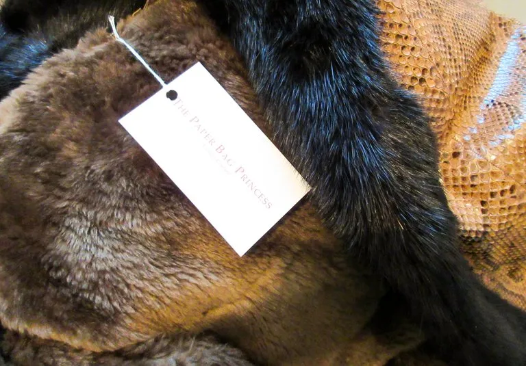 VINTAGE Circa 1970s Snakeskin Coat, Mink Trim Size 4-8
