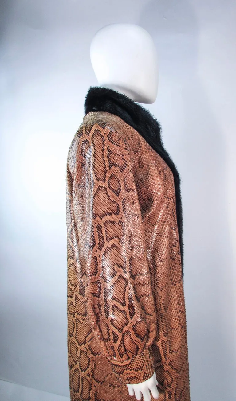 VINTAGE Circa 1970s Snakeskin Coat, Mink Trim Size 4-8