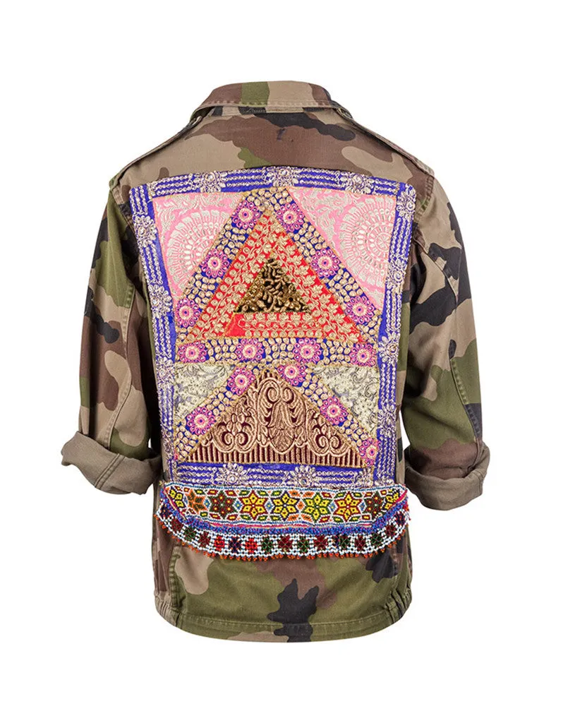 Vintage Embroidered Army Jacket in Camouflage