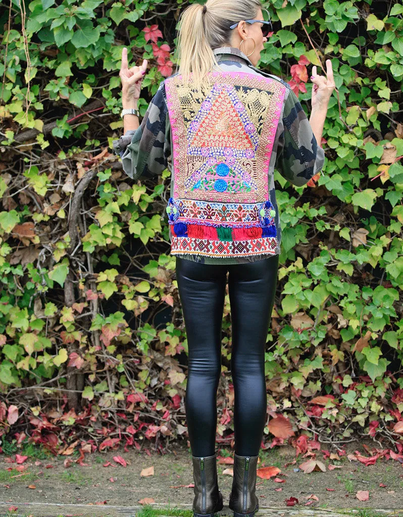 Vintage Embroidered Army Jacket in Camouflage