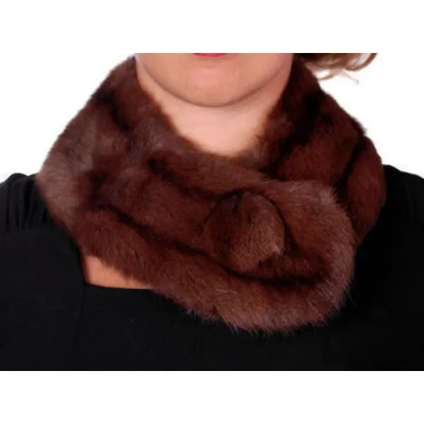 Vintage Fur Neck Scarf Brown Squirrel/ Large Button 1950S