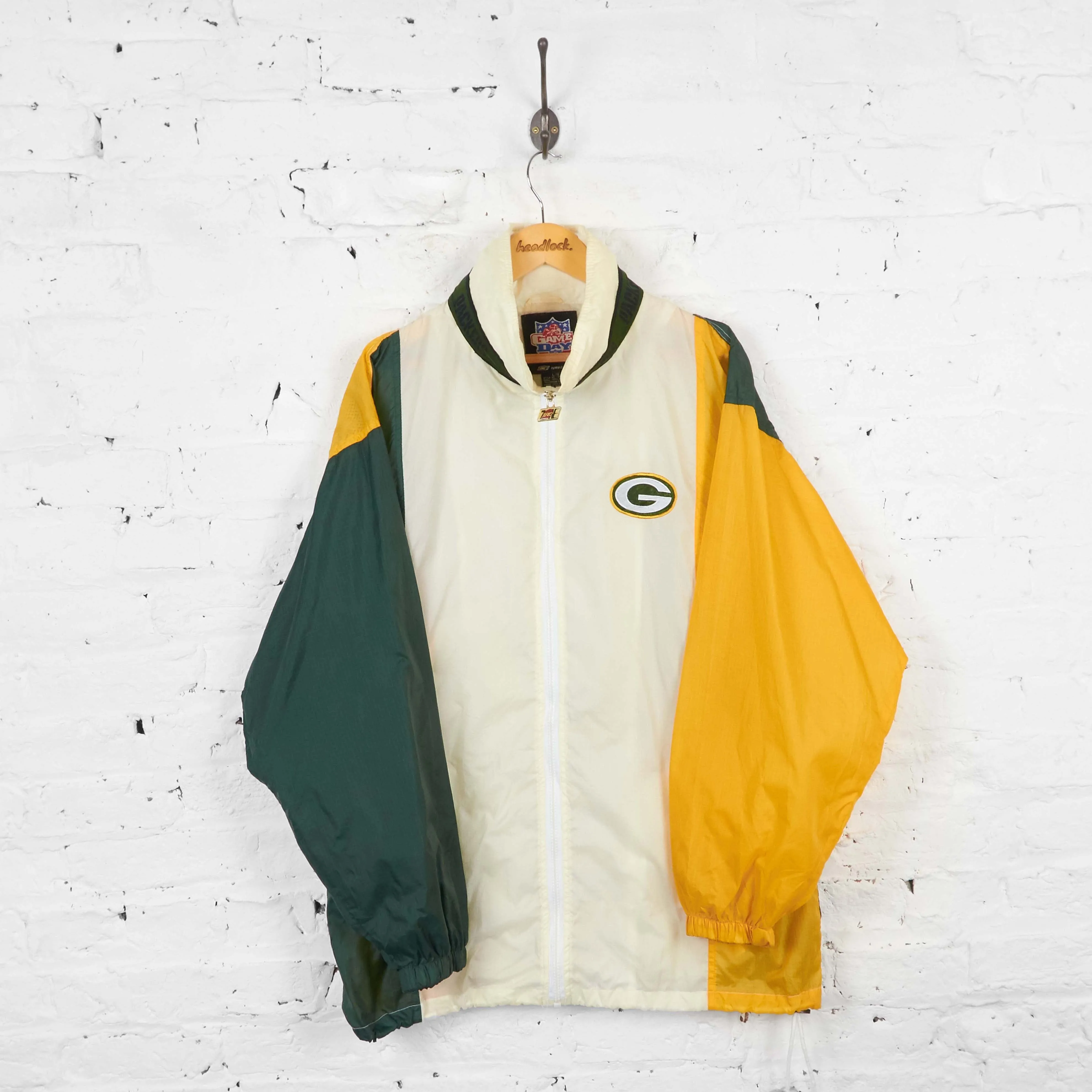 Vintage Green Bay Packers Waterproof Jacket - Green/Yellow - L