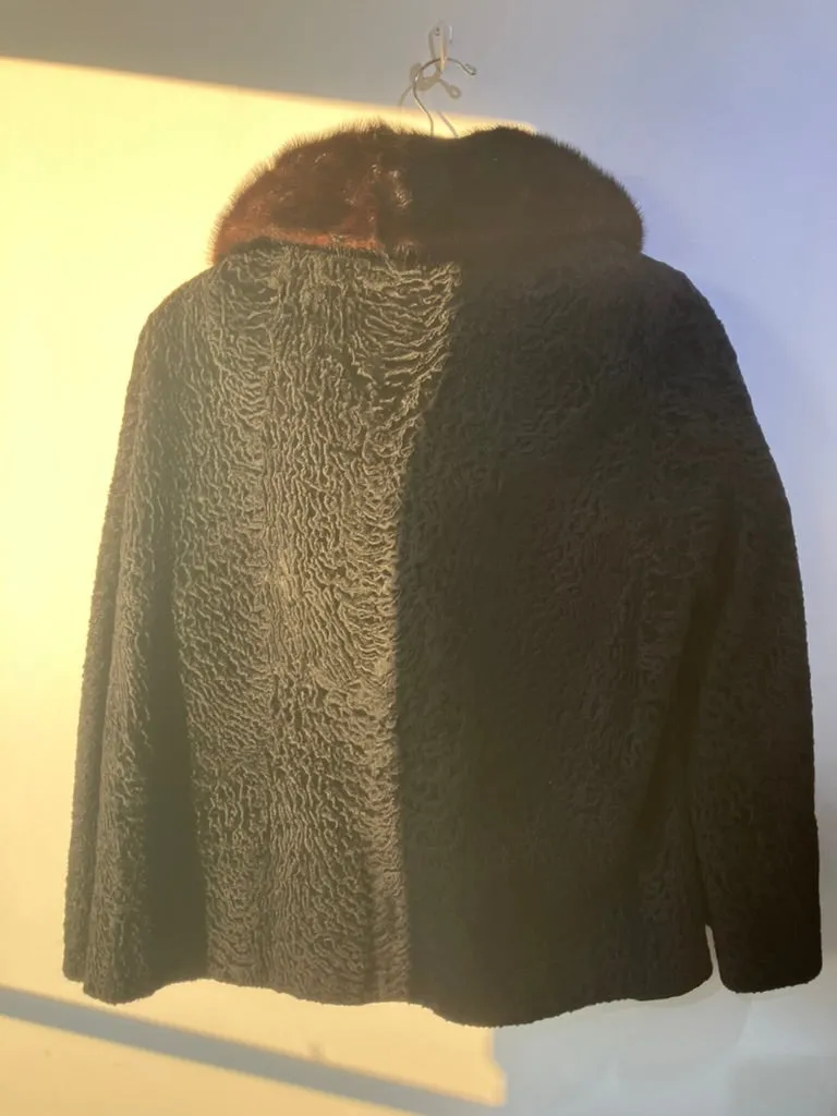 Vintage Harris Furs Long Beach Black Persian Lamb Jacket
