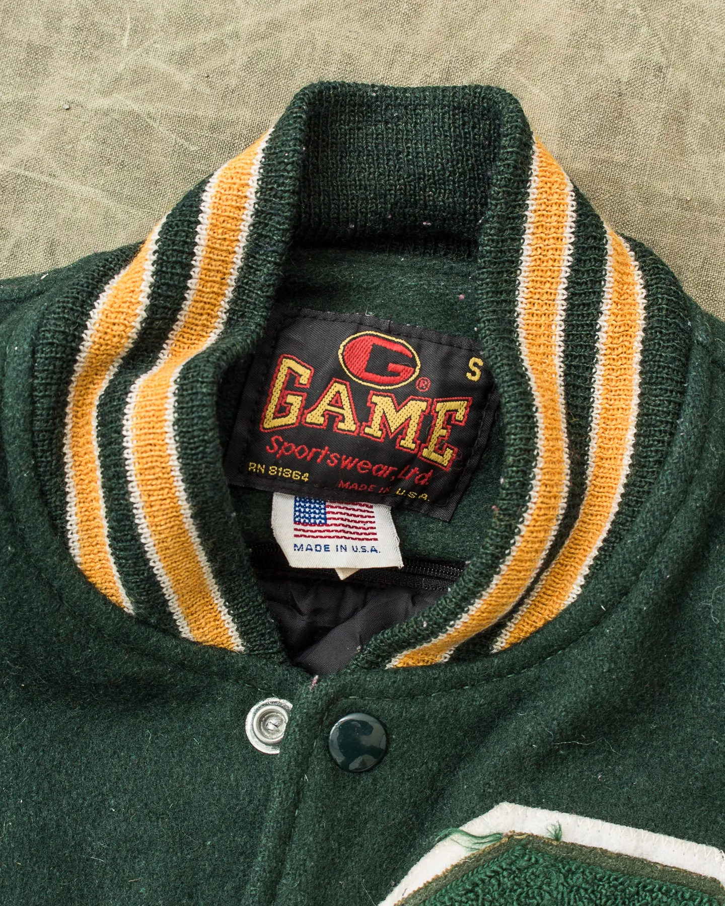 Vintage Made In USA Game Sportswear Leather Sleeves Varsity Jacket