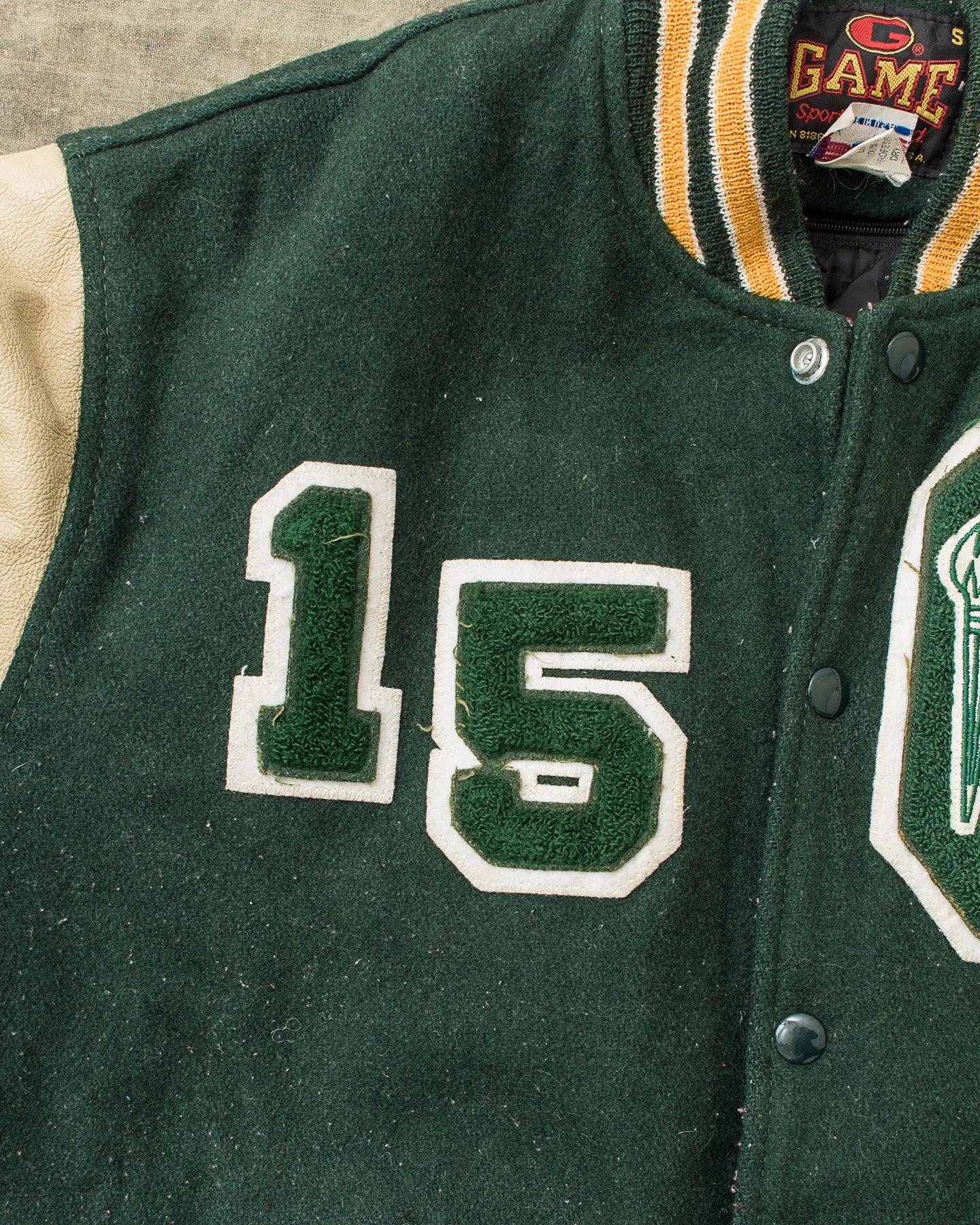 Vintage Made In USA Game Sportswear Leather Sleeves Varsity Jacket