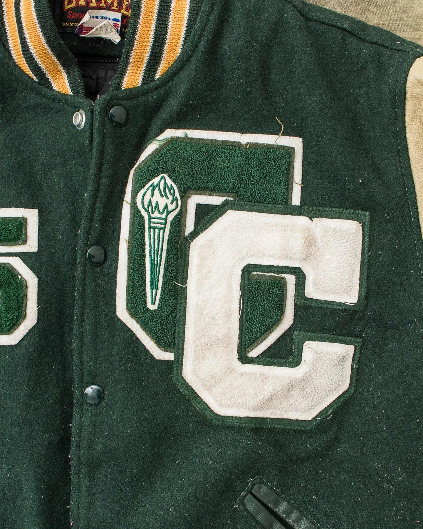 Vintage Made In USA Game Sportswear Leather Sleeves Varsity Jacket