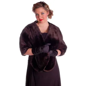 Vintage Soft Chocolate Brown Beaver Fur Stole 1940's Perfect Strapless Dress Topper
