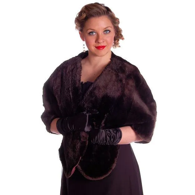 Vintage Soft Chocolate Brown Beaver Fur Stole 1940's Perfect Strapless Dress Topper