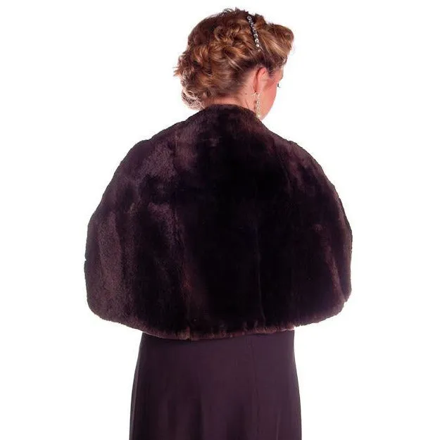 Vintage Soft Chocolate Brown Beaver Fur Stole 1940's Perfect Strapless Dress Topper