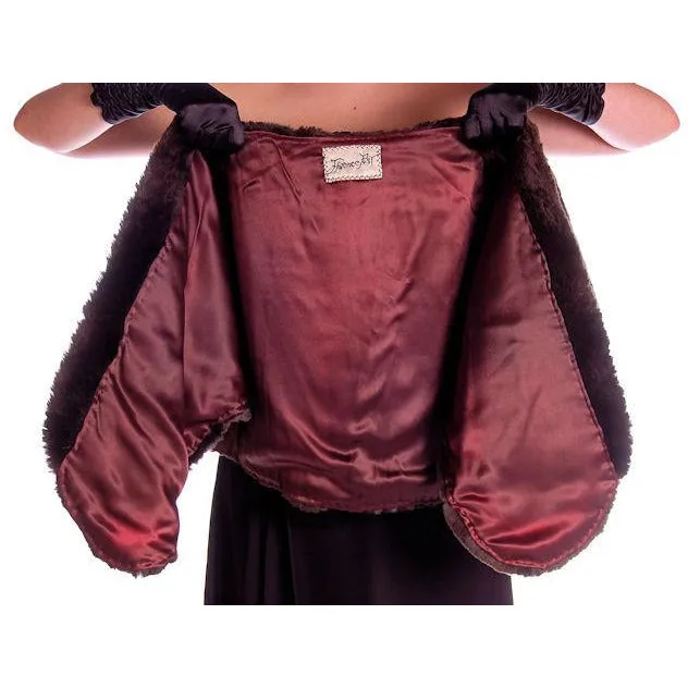 Vintage Soft Chocolate Brown Beaver Fur Stole 1940's Perfect Strapless Dress Topper
