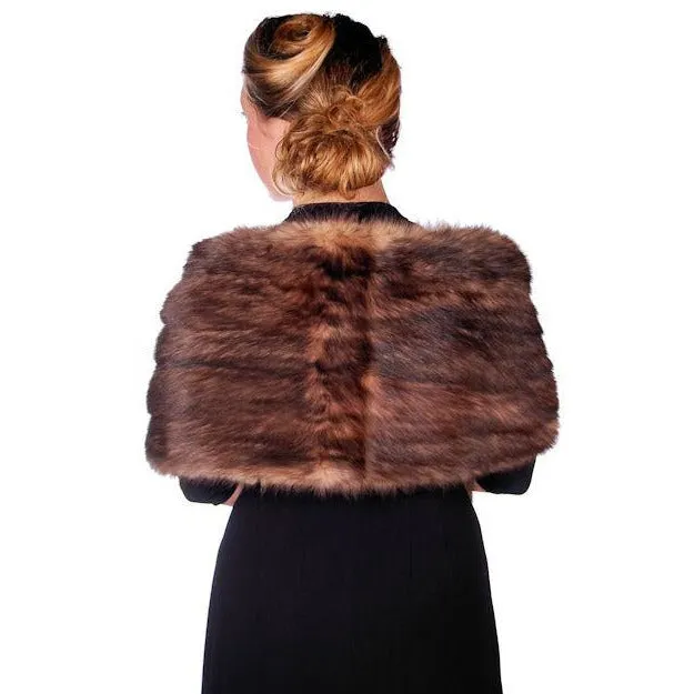 Vintage Stole 70" Long Dark Brown Badger Fur  Mendessolle 30S