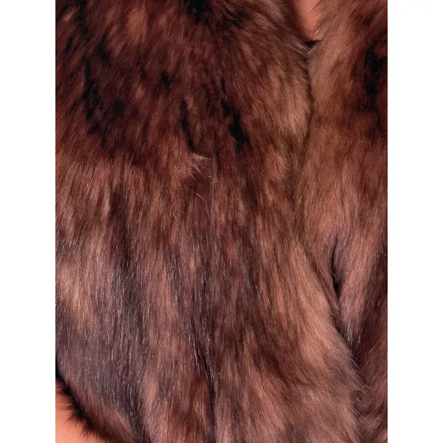 Vintage Stole 70" Long Dark Brown Badger Fur  Mendessolle 30S