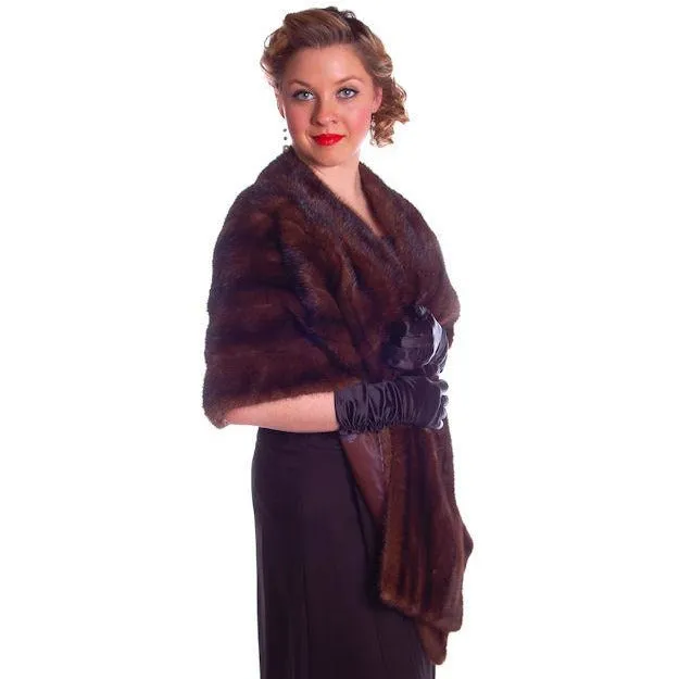 Vintage Stole  Dark Brown Mink Fur Pollacks Mink Farm Extra Long AND Lovely