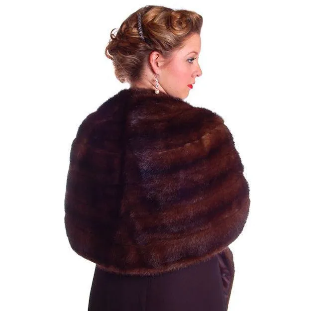 Vintage Stole  Dark Brown Mink Fur Pollacks Mink Farm Extra Long AND Lovely