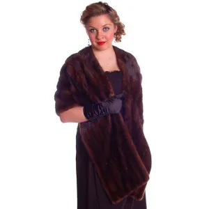 Vintage Stole  Dark Brown Mink Fur Pollacks Mink Farm Extra Long AND Lovely
