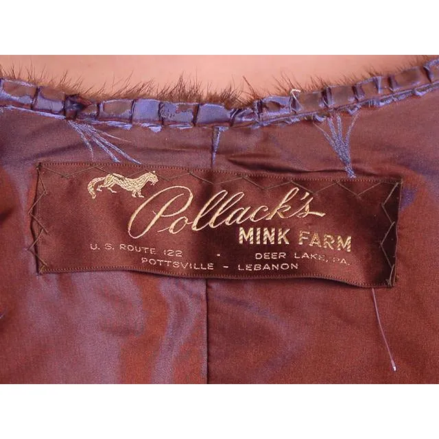 Vintage Stole  Dark Brown Mink Fur Pollacks Mink Farm Extra Long AND Lovely
