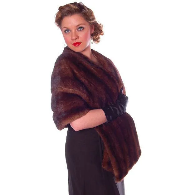 Vintage Stole  Dark Brown Mink Fur Stole Park Lane Furs