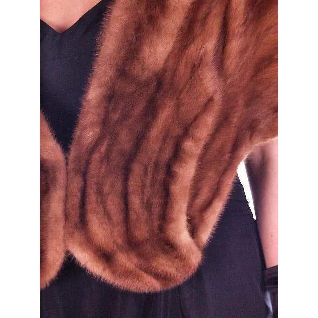 Vintage Stole Short Whiskey Colored Mink Stole Silk Lined 1950S