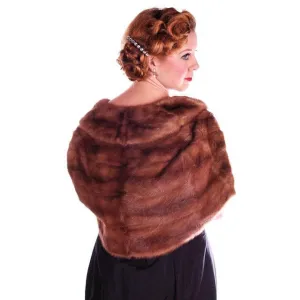 Vintage Stole Short Whiskey Colored Mink Stole Silk Lined 1950S