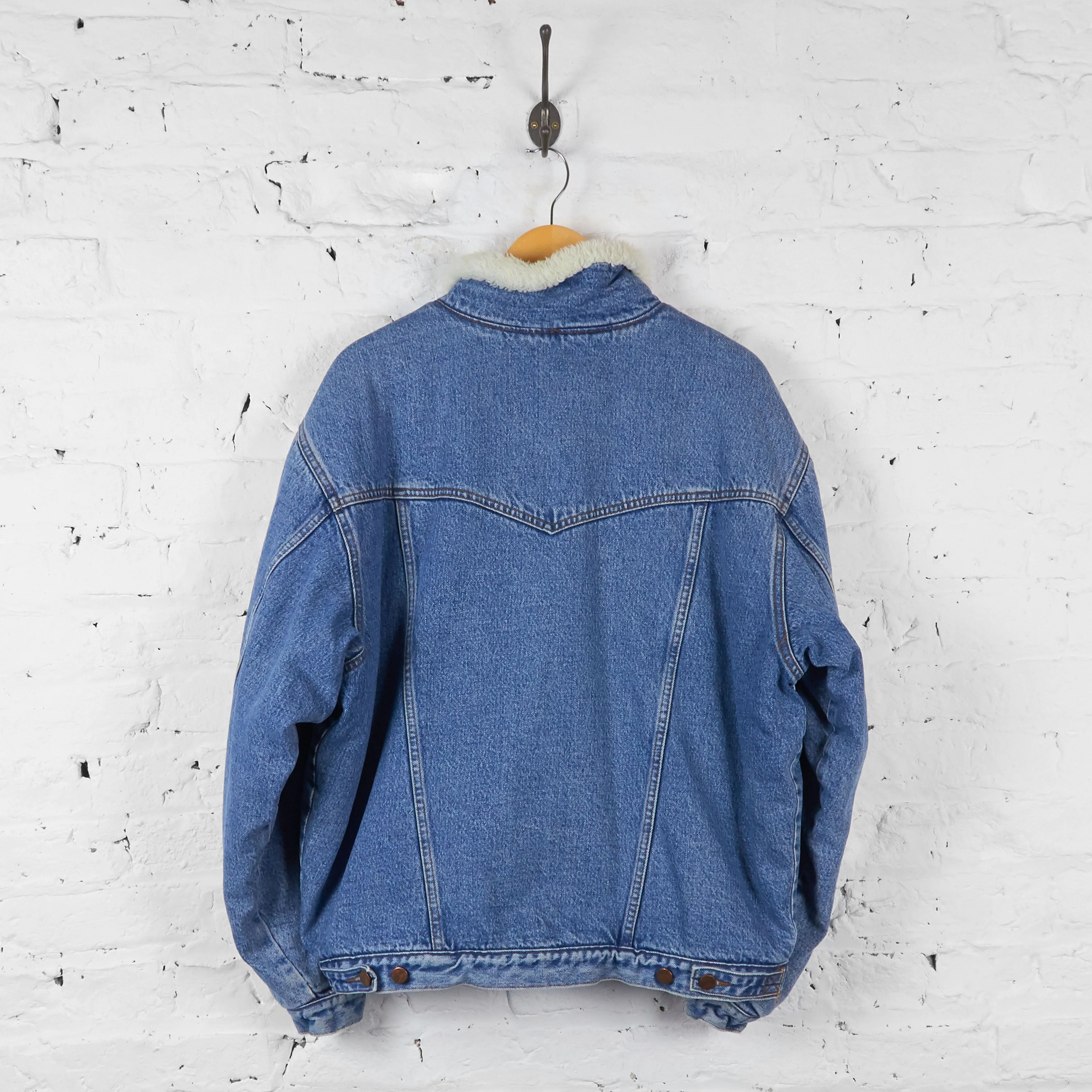 Vintage Wrangler Faux Fur Lined Denim Jacket - Blue - XL