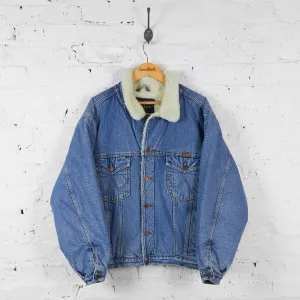 Vintage Wrangler Faux Fur Lined Denim Jacket - Blue - XL