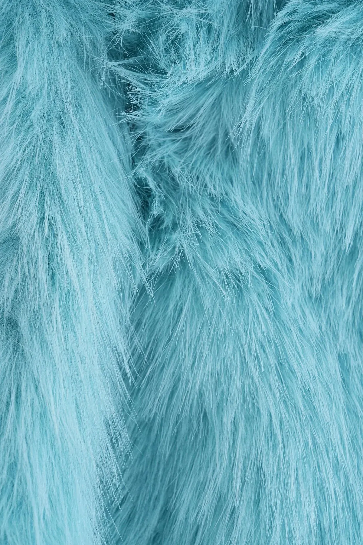 Wide Collar Faux Fur Coat – Light Blue