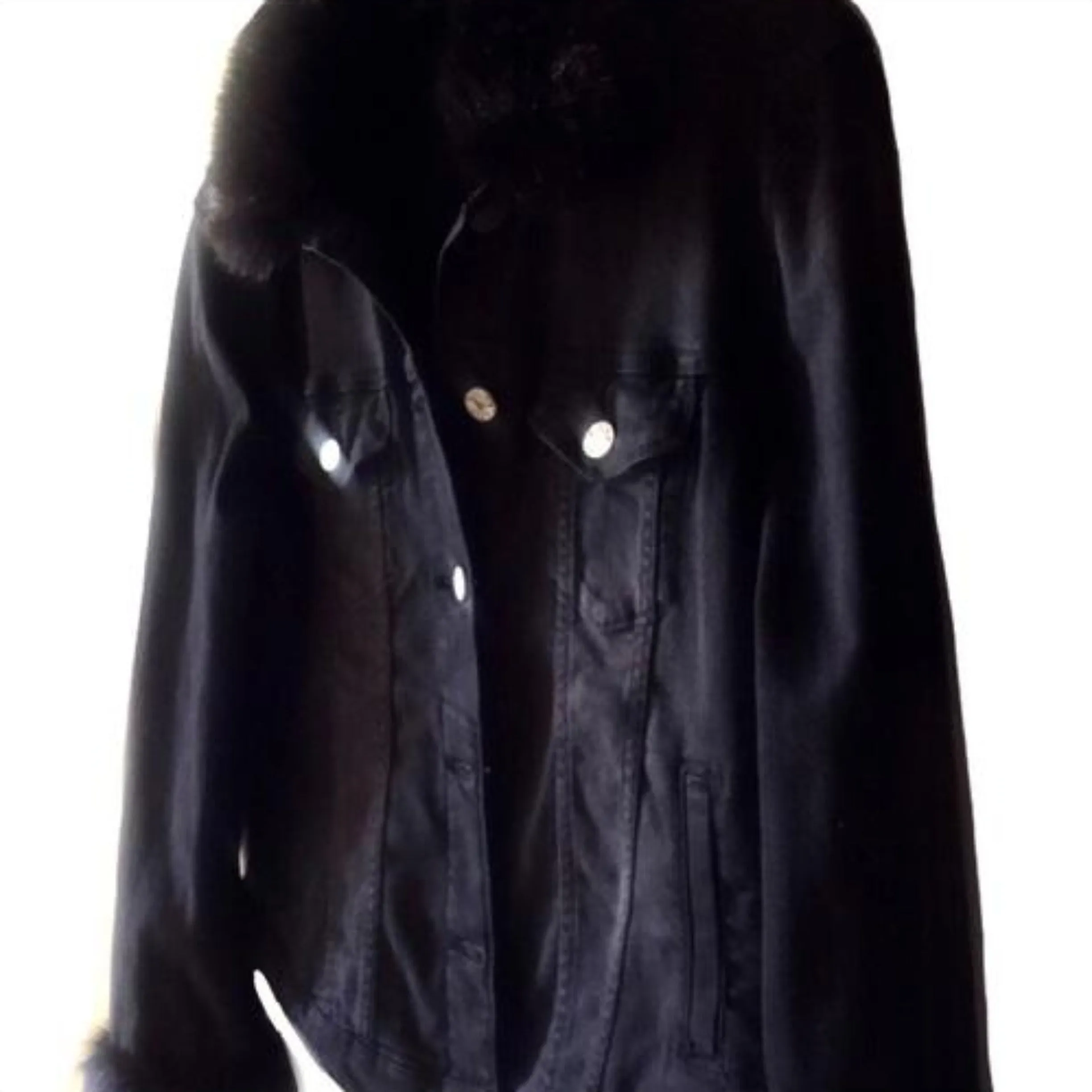 WILLIAM RAST Black Sussex Denim Jacket With Faux-fur Trim 0Size XL NWT