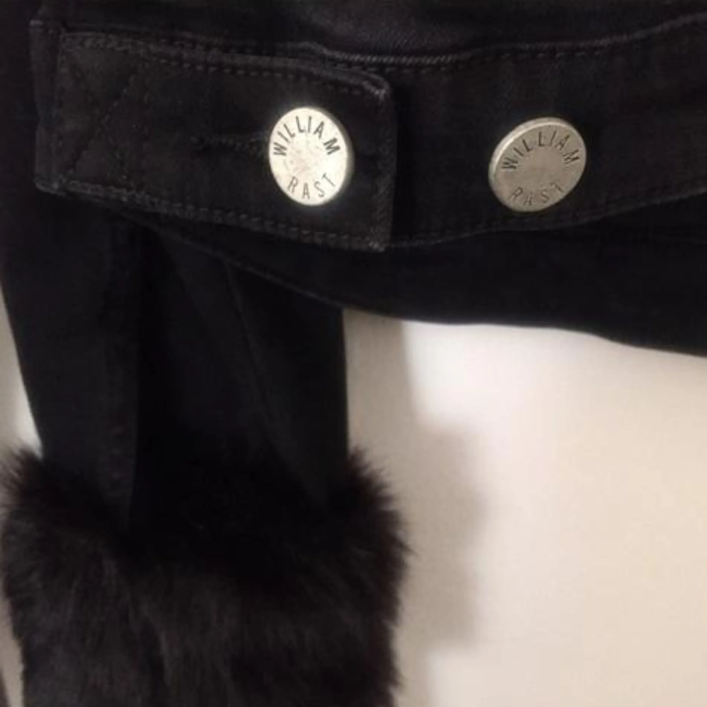 WILLIAM RAST Black Sussex Denim Jacket With Faux-fur Trim 0Size XL NWT