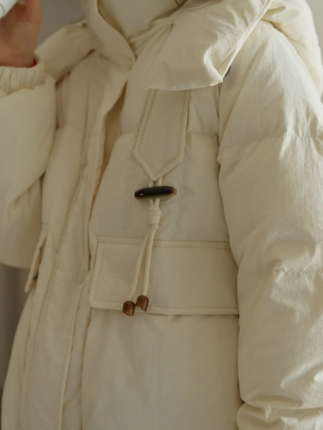 Winifred Mockneck Mid-Length Pocket Down Jacket - Khai