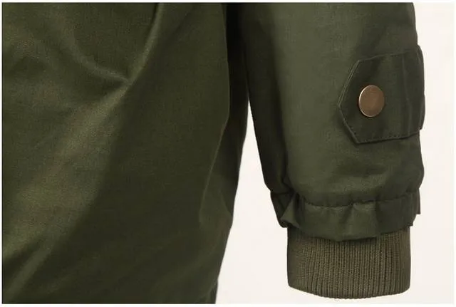 Winter Army Green Coat Fur Collar Hooded Padded Cotton Padded Cotton Women