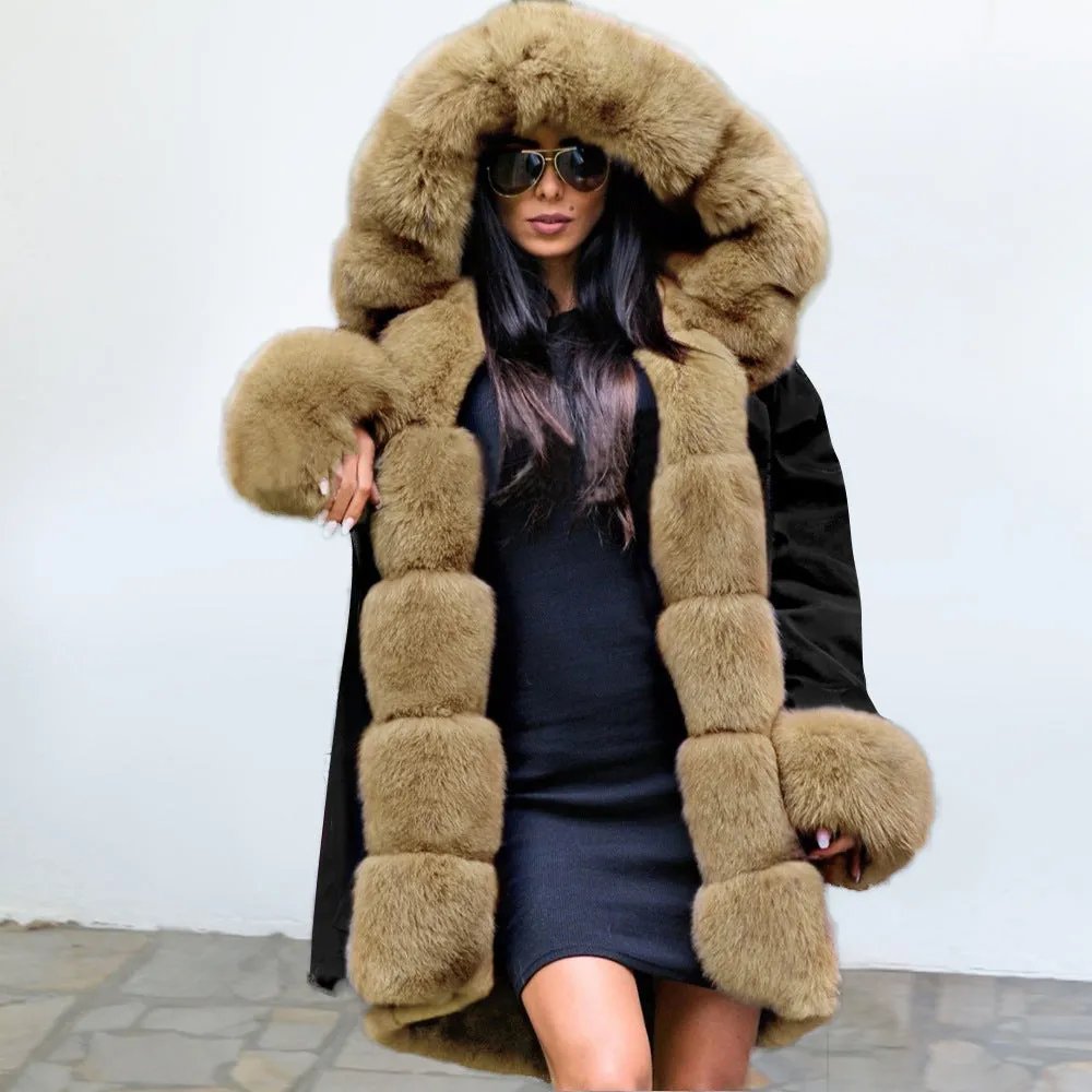 Winter Women's Jacket Hooded Coat Fur Collar Coat