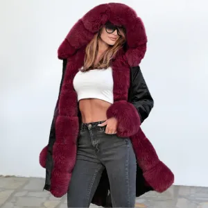 Winter Women's Jacket Hooded Coat Fur Collar Coat