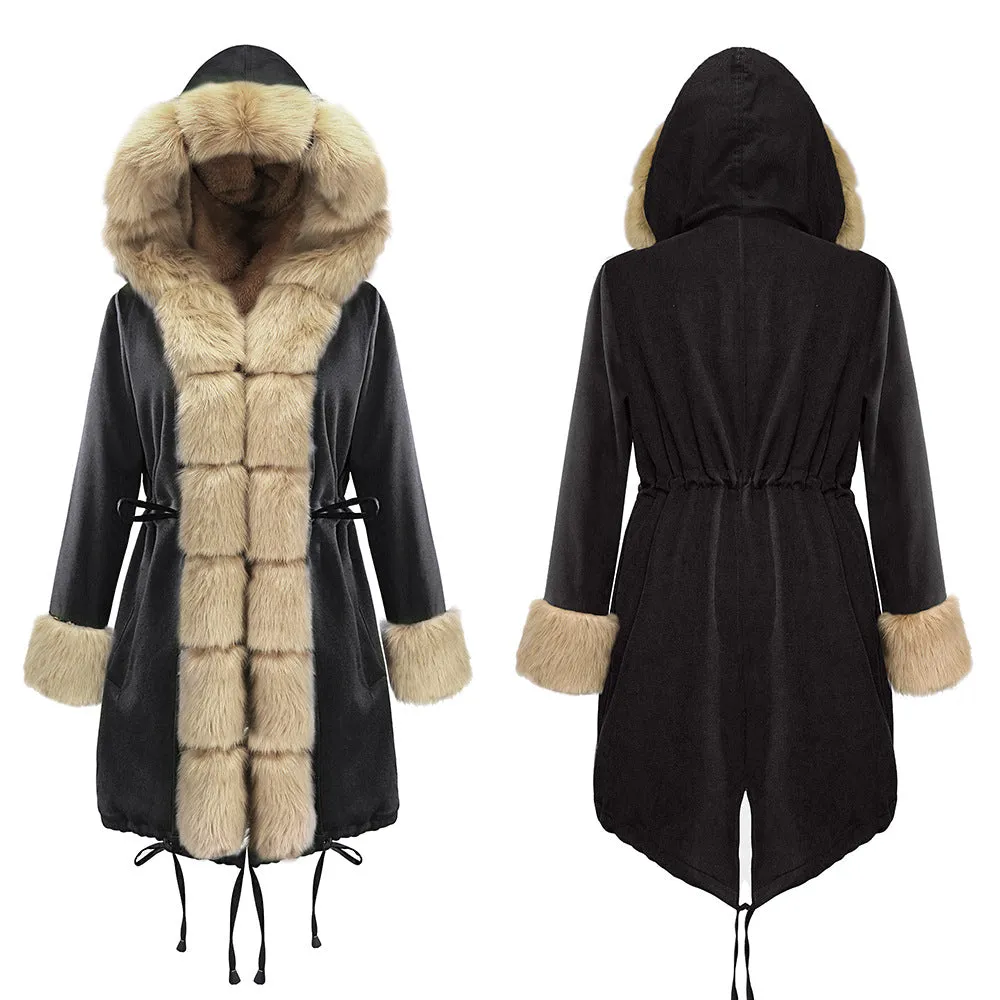 Winter Women's Jacket Hooded Coat Fur Collar Coat