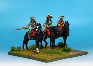 WLOA42a Cuirassiers Command in Hats, Cuirass Under Coat on Standing Horses
