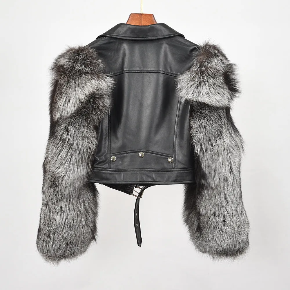 Women Genuine Sheepskin Leather Jacket Winter Real Fur Coats