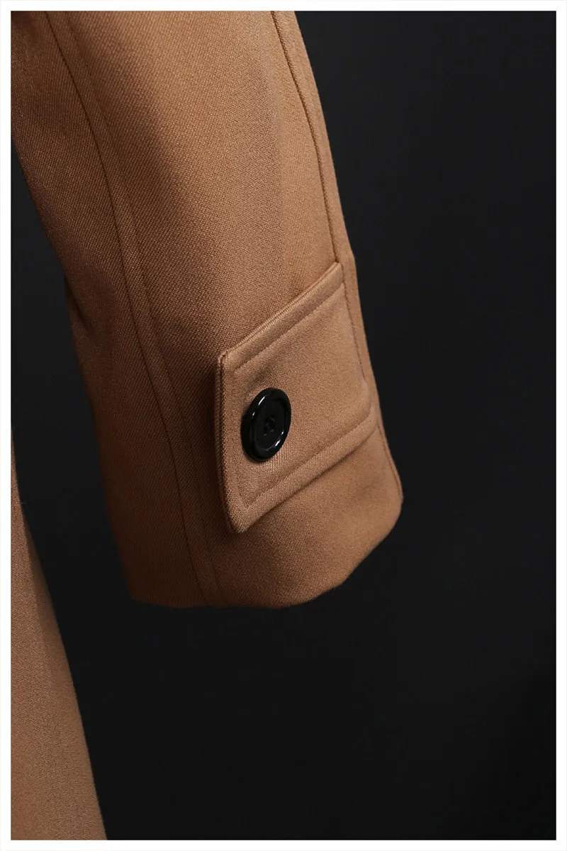 Women Khaki Pu Leather Long Trench