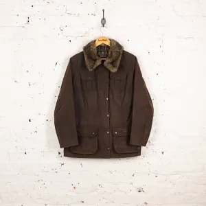 Women's Barbour Faux Fur Trim Utility Wax Jacket - Brown - Women's XL