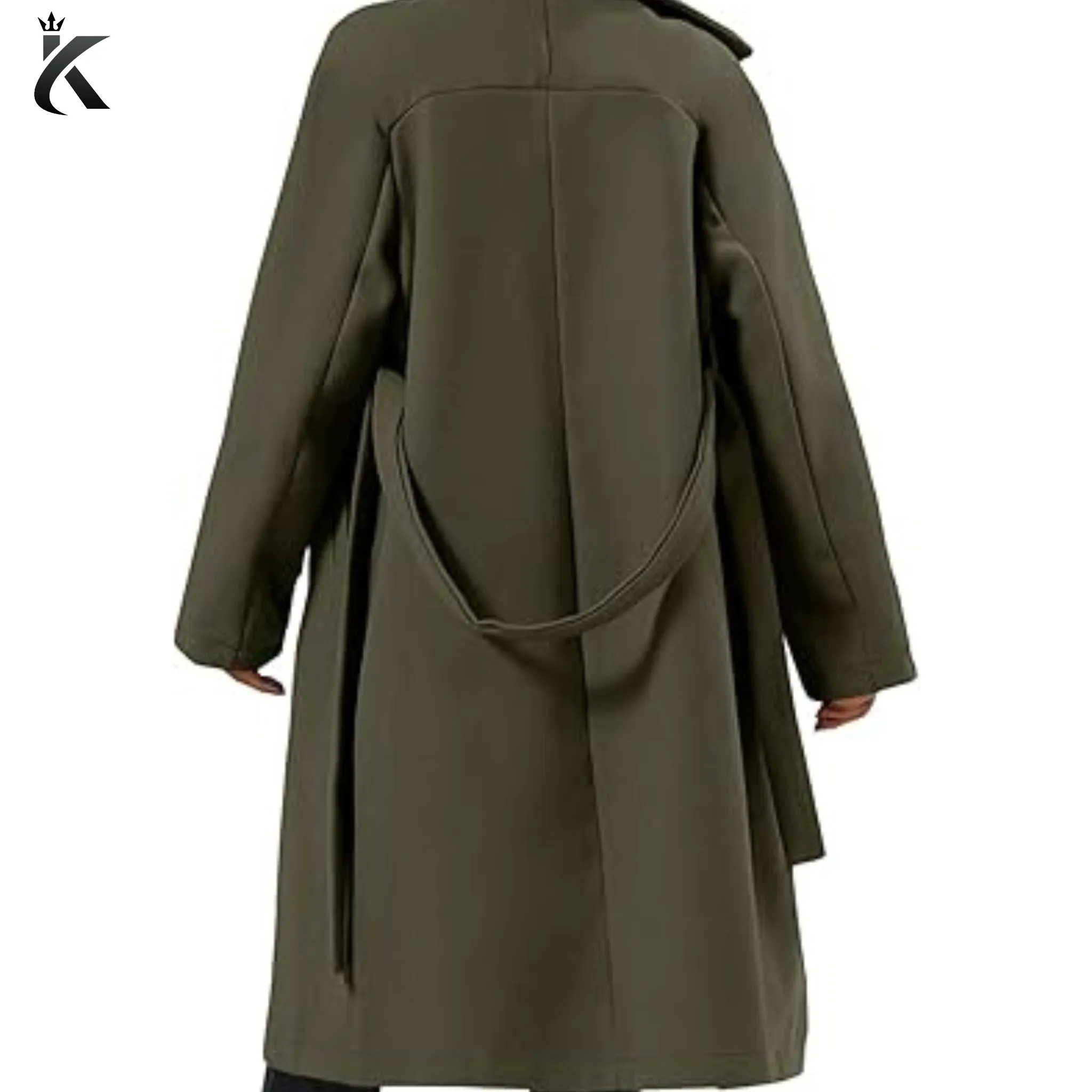Women's Elegant Wool Pea Coat Lapel Collar - Double Breasted Mid-Long Winter Overcoats with Belted Pockets - Premium Quality Longcoat