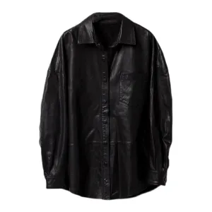 Women's Leather Trench Jacket Genuine Sheepskin Vegetable Tanned Leather Coat Lady Full Sleeve Turn Down Collar CL4020