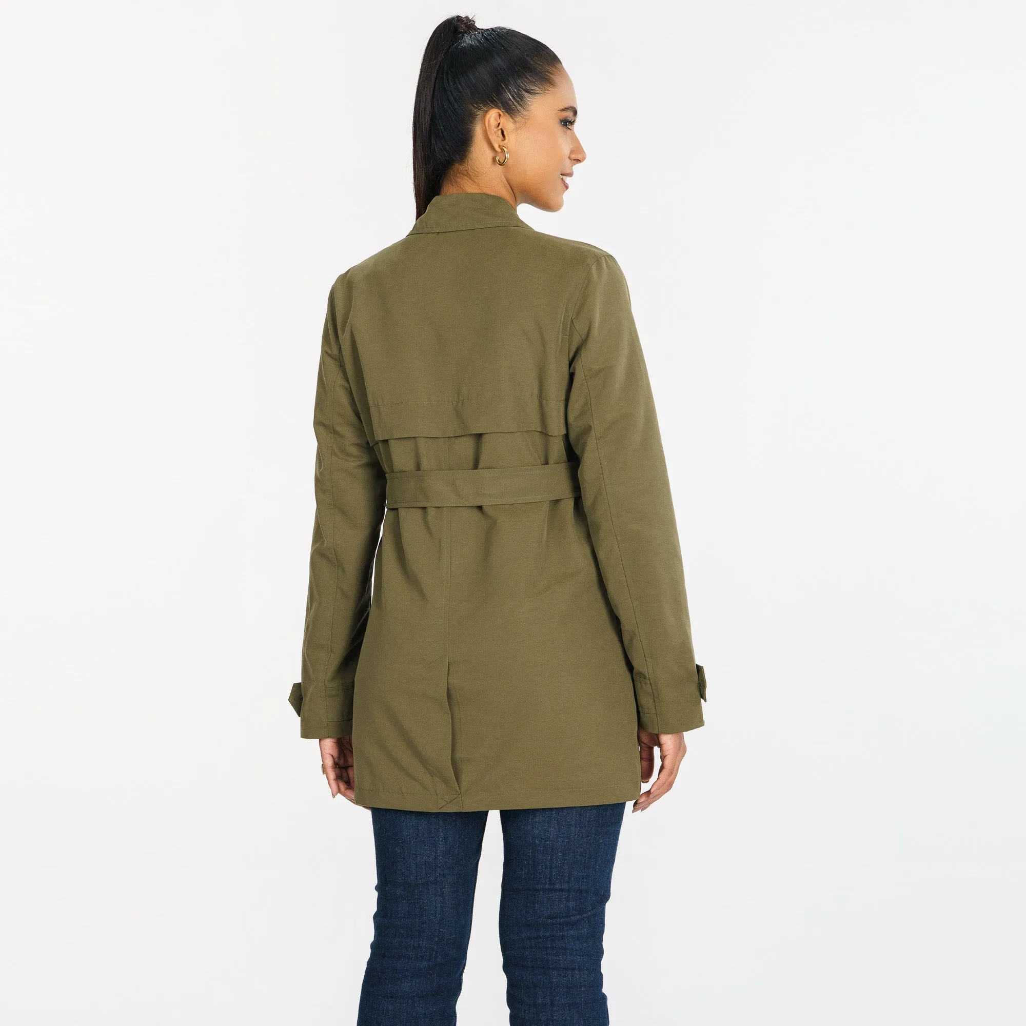 Womens Olive Trench Coat