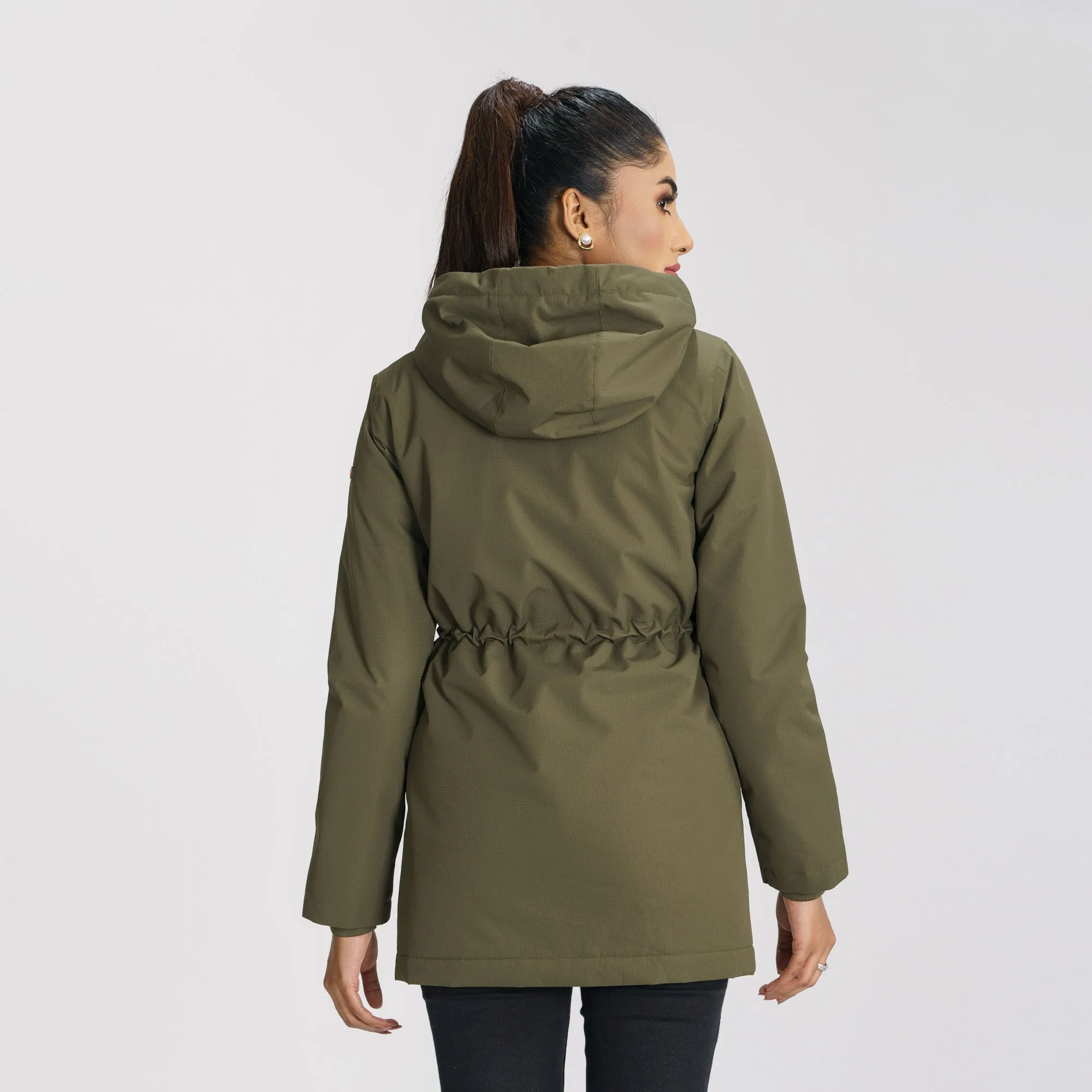 Womens Olive Windbreaker Coat