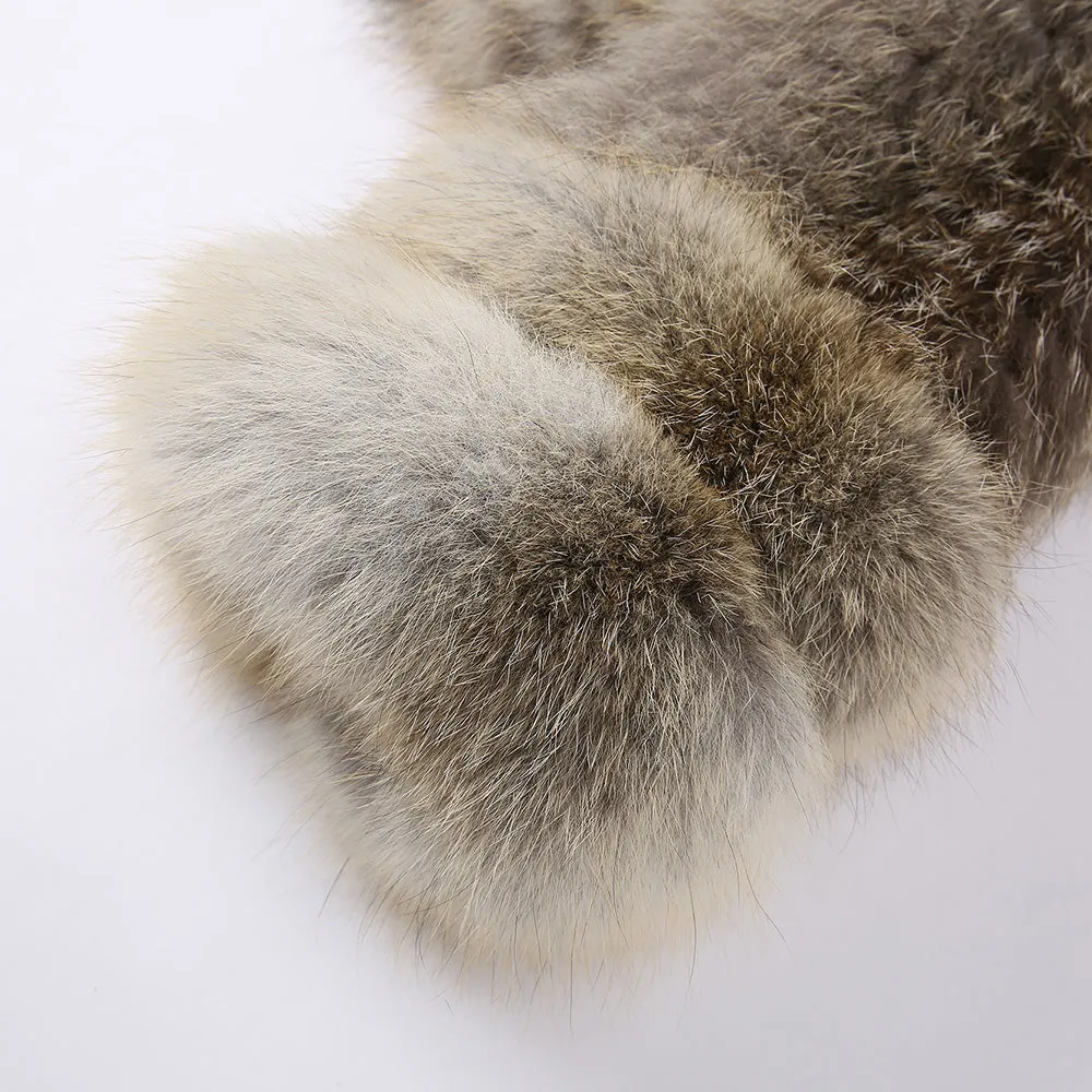 Women's Real Fox Fur Knitted Coat with Big Collar